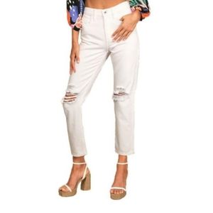 NWT Revolve AFRM Luisa White Distressed High Rise Ankle Jeans Button Fly 28